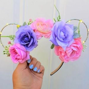 Handmade Floral wire Minnie Ears w/ lights